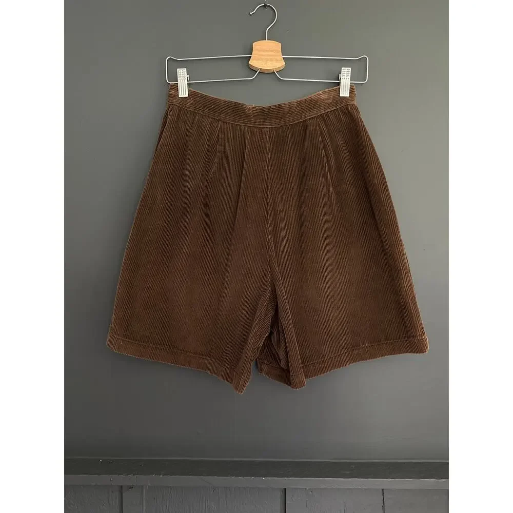 Vintage Academia Bridgewater Brown Corduroy Wrap Skort Skirt Short Size 10